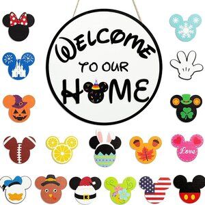 Mouse Welcome Home Interchangeable Round Sign - 19 Pieces - NEW